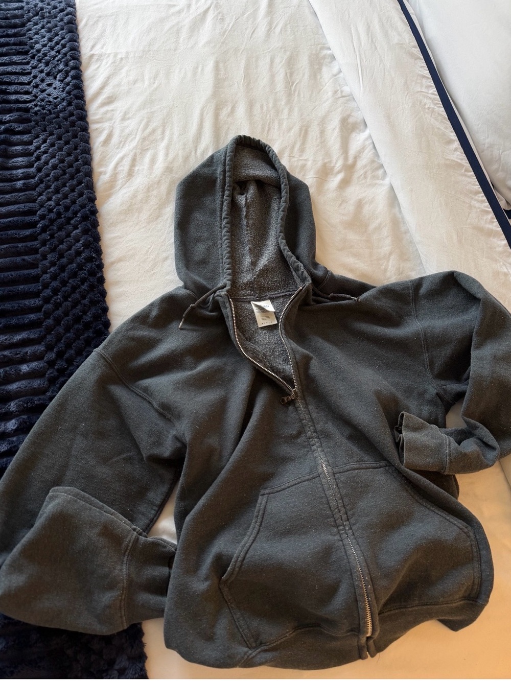 Gildan Dark Grey/Blue Zip Up Hoodie